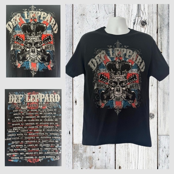 Def Leppard Rock of Ages Tour 2012 Short Sleeve Black Tee Shirt... Size Large - Picture 2 of 10